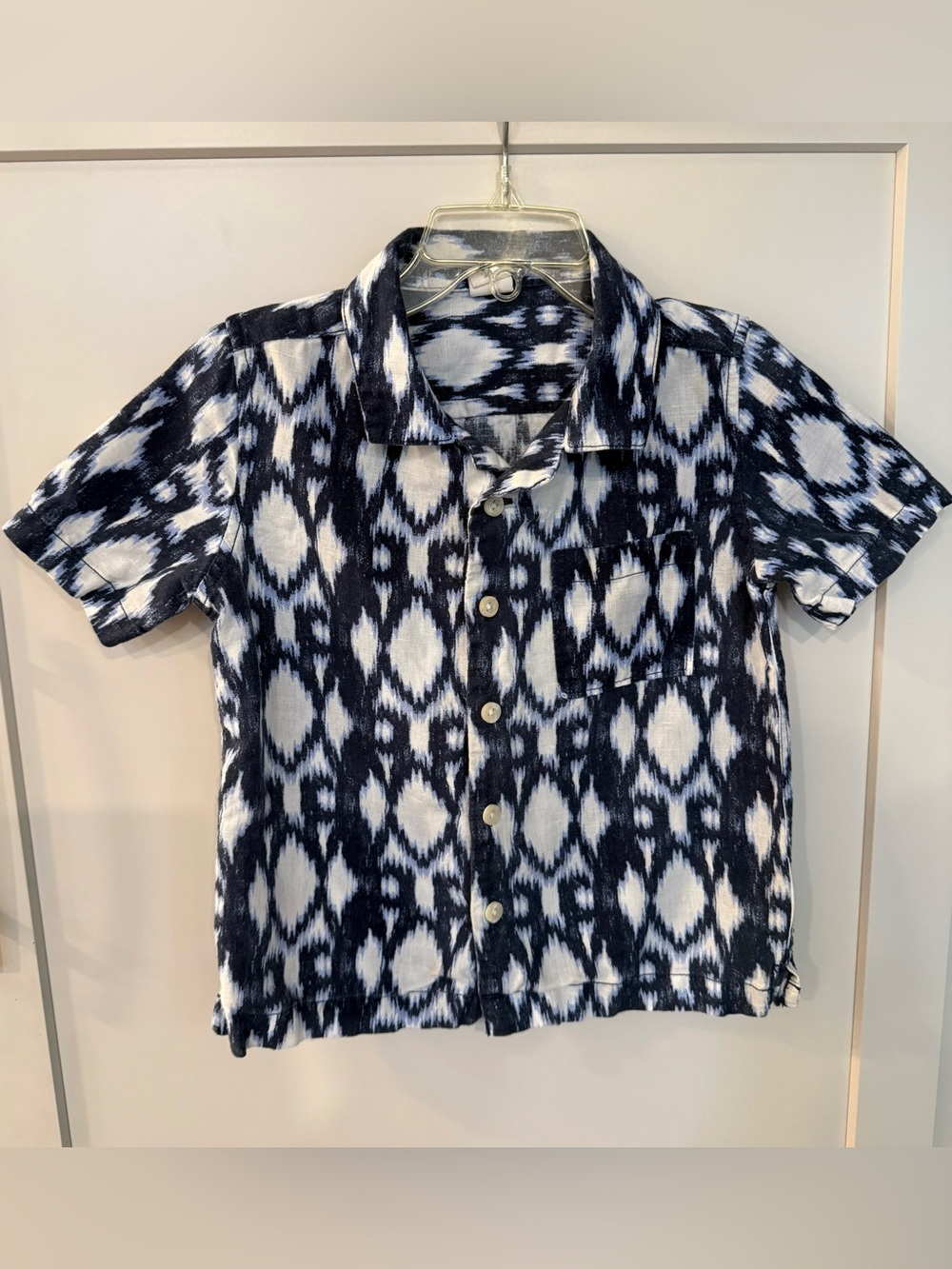 Baby GAP Toddler Navy and White Short-Sleeve Button-Down Shirt
